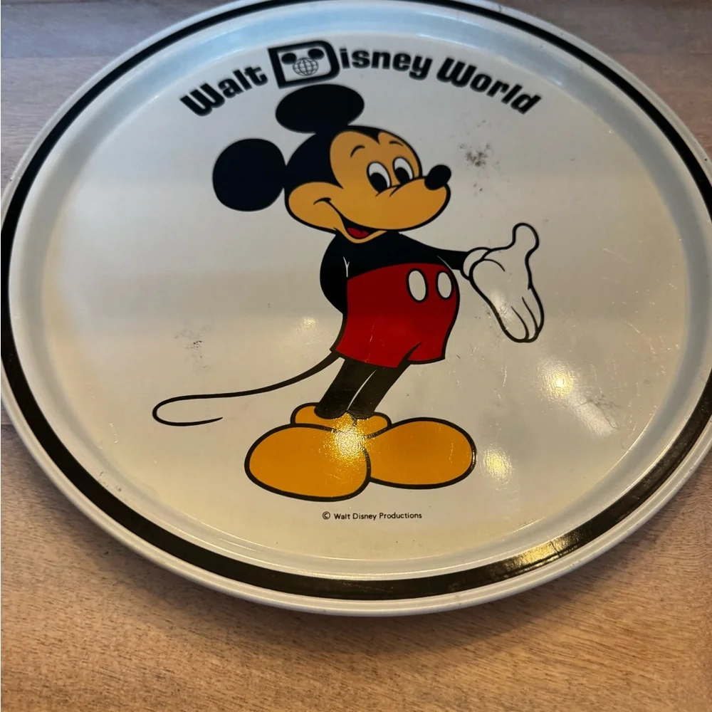 Walt‎ Disney World Mickey Mouse Tin Tray Souvenir Metal Plate 10.5” vintage